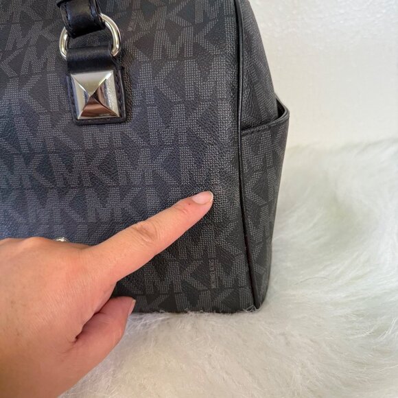 Michael Kors Grayson Signature MK Black Satchel Duffle Saffiano Leather Handbag - Picture 5 of 16